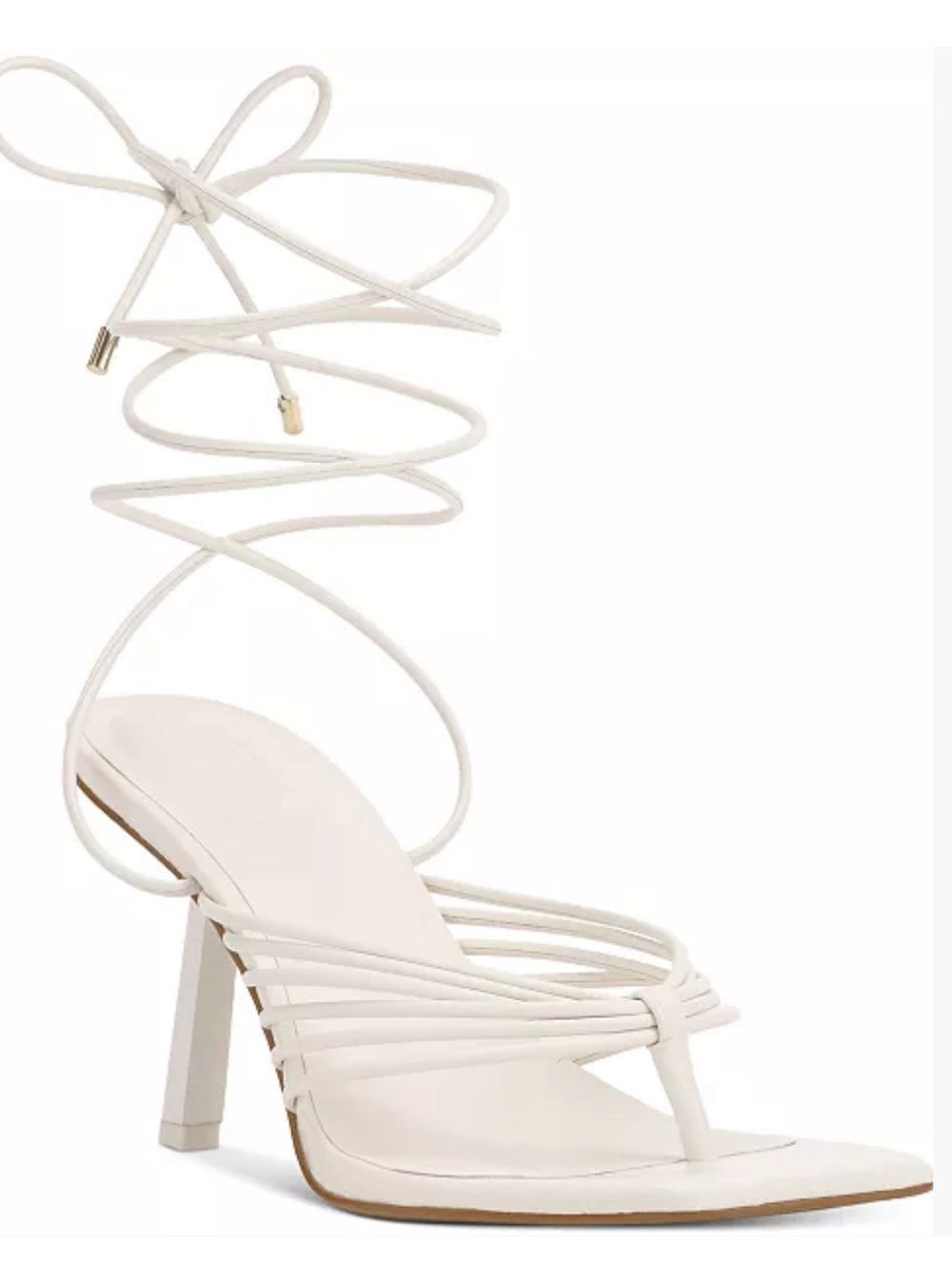 INC International Concepts White Lace-Up Toe-Post High Heel Sandals